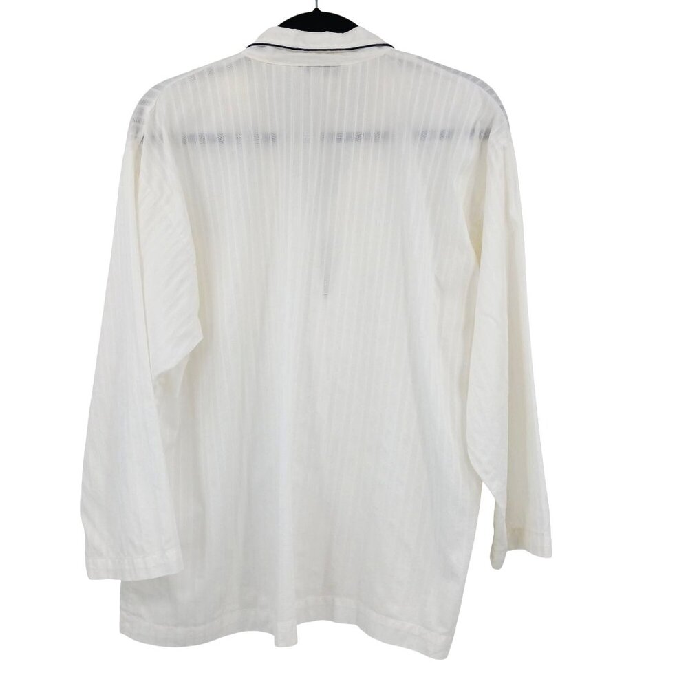 VTG Christian Dior White Striped Pajama Set CD Embroidered Pocket Designer Large - Picture 4 of 14